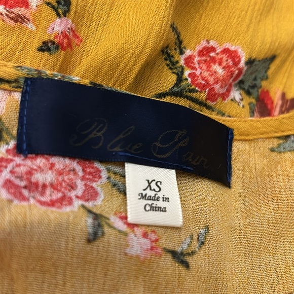 Blue Rain Yellow Floral Dress l SIZE XS - Picture 6 of 7